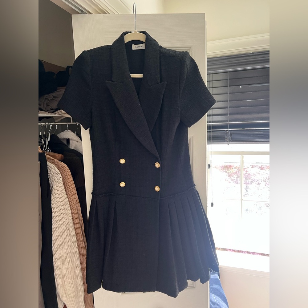 COPY - Sandro Blue Sheath Mini Dress with Notched Collar